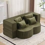 Divano Letto Pieghevole Verde ¨C Xylo ¨C Flanella, Schiuma ad Alta Densit¨¤, 4 Cuscini