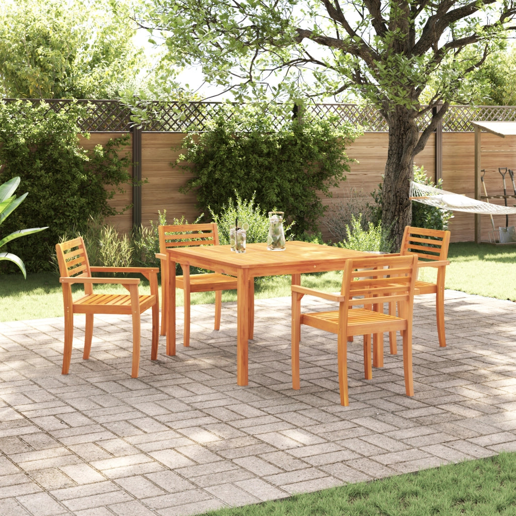 Set da giardino da pranzo 5 pezzi in legno massello di acacia