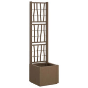 Fioriere | Cassetta per fiori | Vaso da Giardino con Trellis Marrone 36 x 36 x 140 cm PP