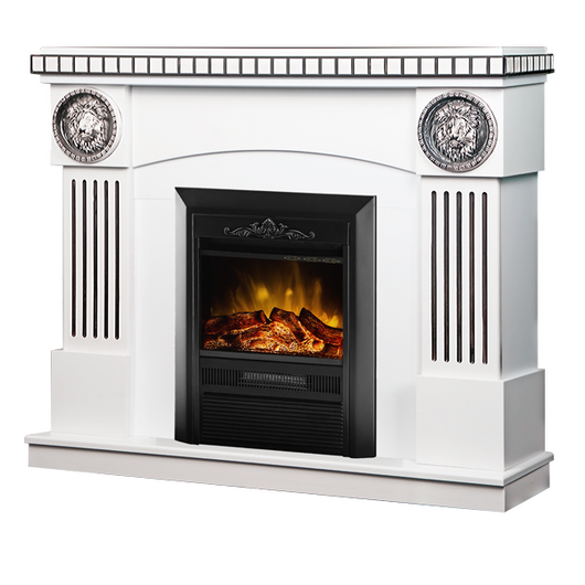 Camino Elettrico da Pavimento 105x120x33 cm Effetto Fiamma 2000W Prometeu & Cristina Bianco/nero