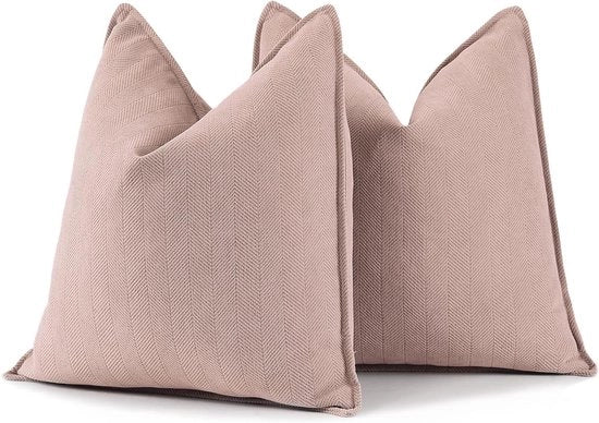 Set di cuscini a forma di gomitolo - Decorazione morbida - 2 pezzi - Rosa sbiadito - 40x40