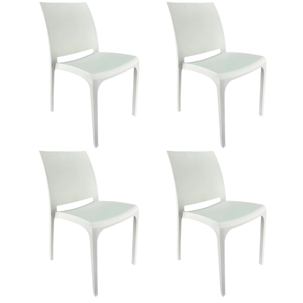 Marvin Sedia in Polipropilene Volga da Interno Esterno Giardino Impilabile Design Sedie Moderne per Patio Bianco/4 Sedie