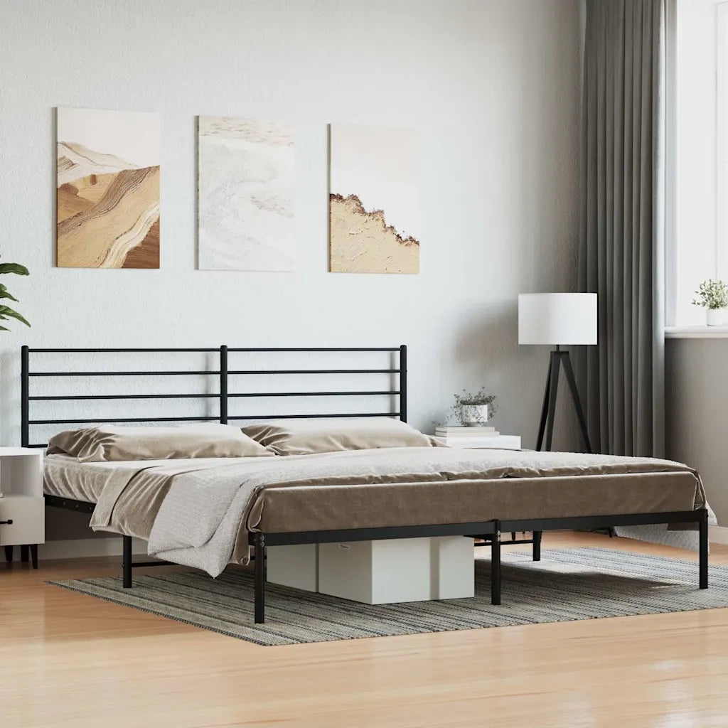 Giroletto con Testiera-Struttura Letto con testiera in Metallo Nero 200x200 cm 859460