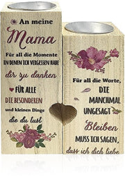 Sostegno per candela a forma di cuore - Supporto per candela in legno - Base stabile - Decorazione per ufficio - Regalo di compleanno - 12 x 9 x 4,5 cm - Supporto per candela standard