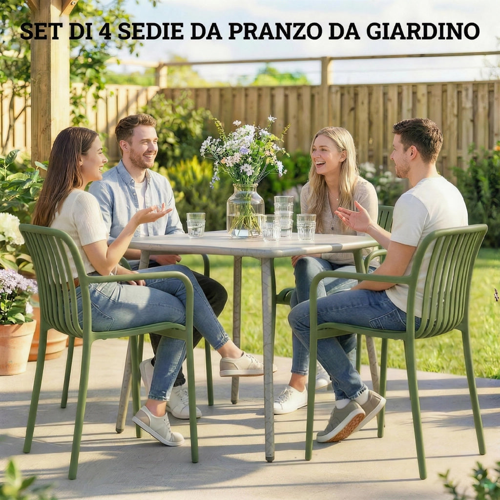 Sedia da Pranzo da Giardino Impilabile con Braccioli ¨C zephmum ¨C Grigio