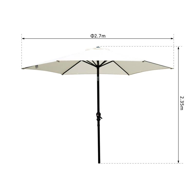 OMBRELLONE DA GIARDINO 2.7 × 2.35 M INCLINABILE ALLUMINIO E POLIESTERE BIANCO