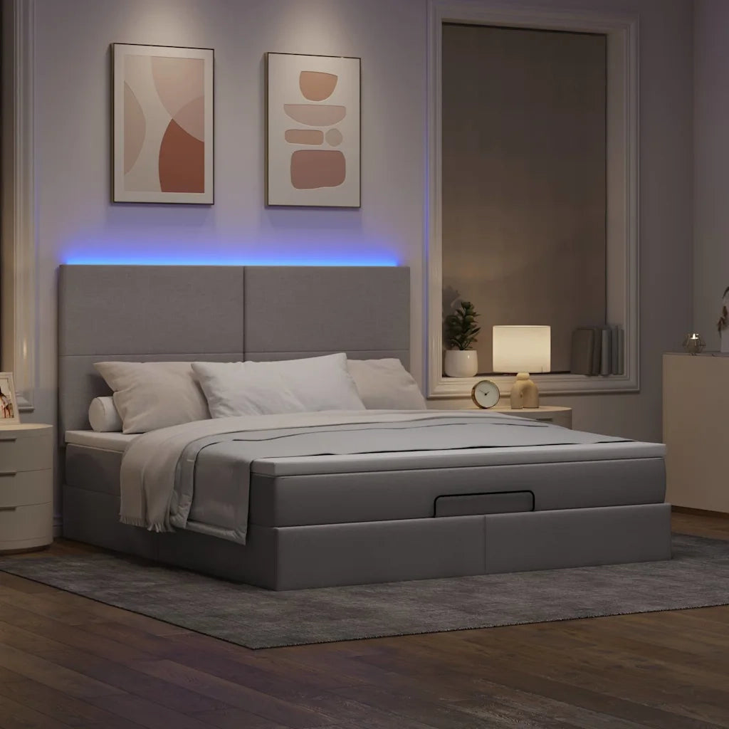 Struttura Letto Pouf con Materasso Tortora 160x200cm in Tessuto