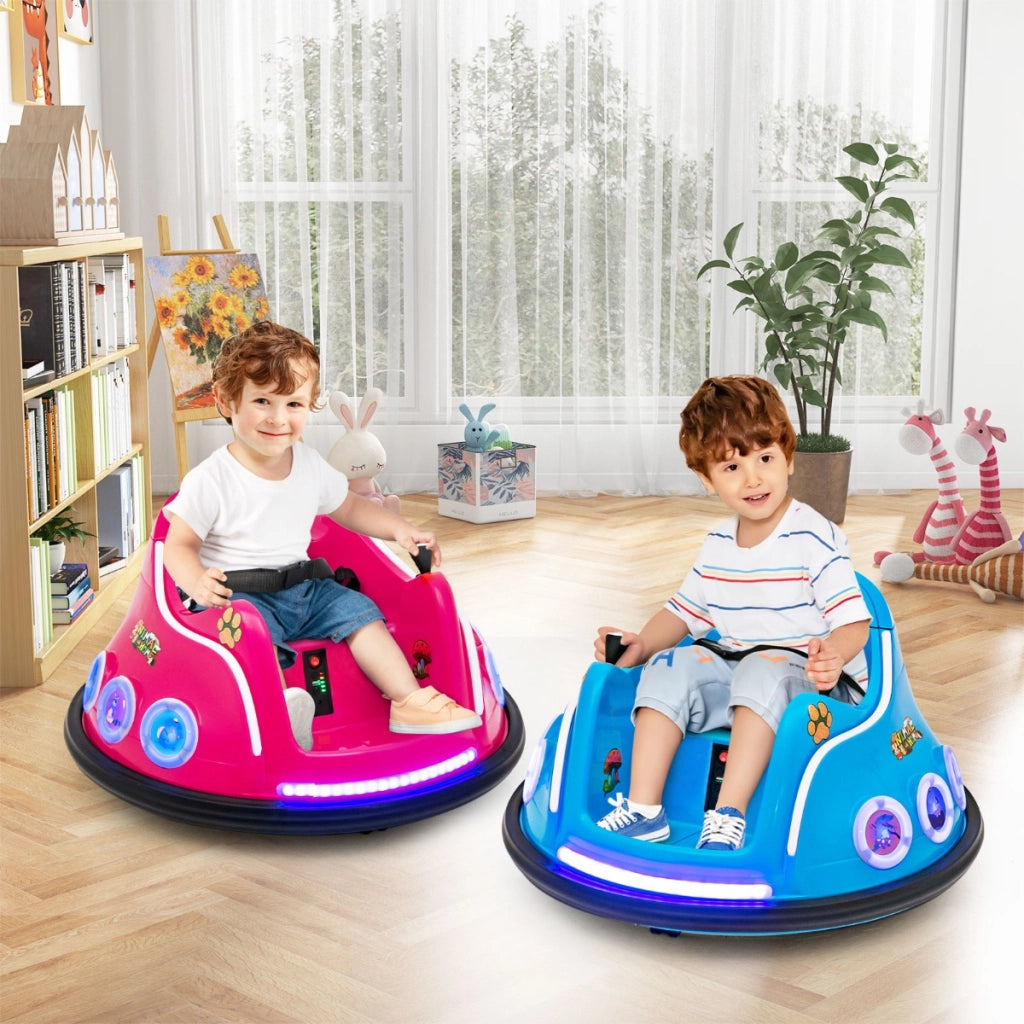 Autoscontro elettrico per bambini 12V-Macchinine giocattoli Macchina girevole a 360¡ã telecomando luci musica connessione wireless Rosa