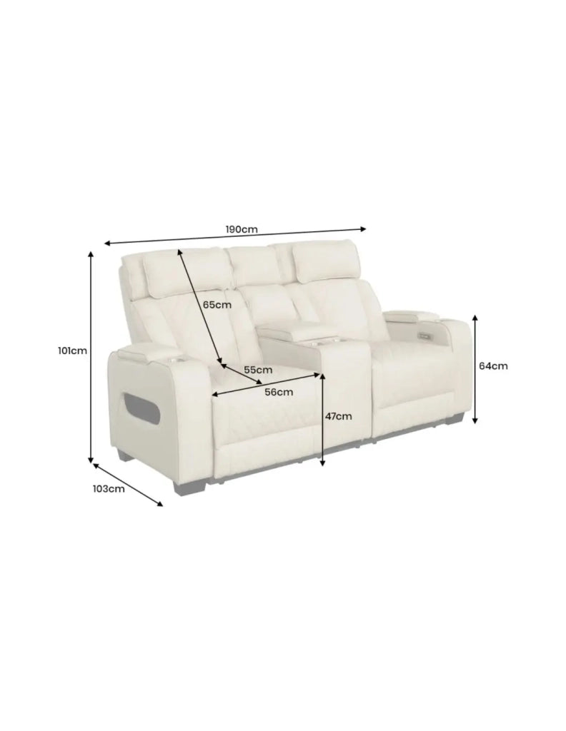 Divano cinema DOMUS 2 posti relax elettrico in similpelle – Beige – 190 x 101 x 103 cm