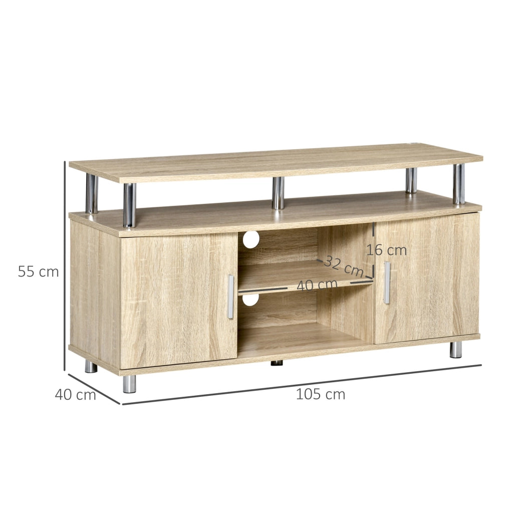 EasyComfort Mobile TV Moderno con 2 Ripiani, Fori Passacavi e 2 Armadietti in MDF 105x40x55cm - Quercia