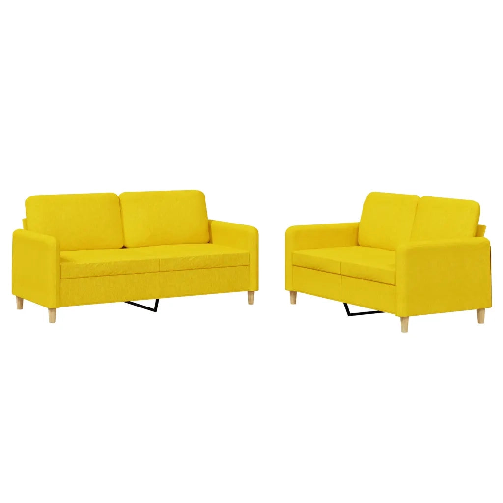 Set di Divani 2 pz con Cuscini Giallo Chiaro in Tessuto 3202091