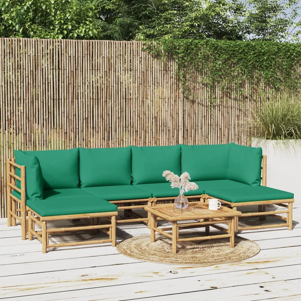 Set Salotto da Giardino 7pz con Cuscini Verdi BambÃ¹cod mxl 124234