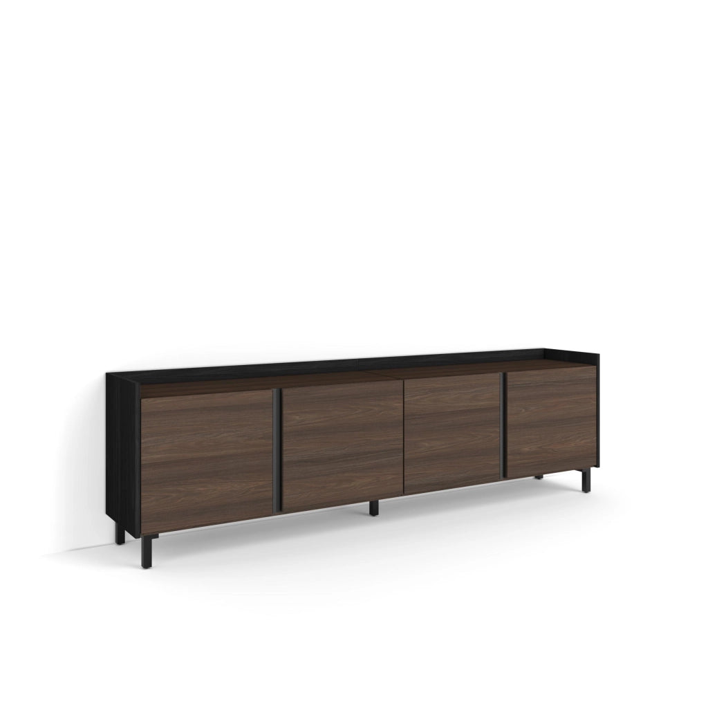 Mobile TV Soggiorno, 207x61x35 cm, Per TV fino a 80", Design industriale, Rovere scuro e Nero