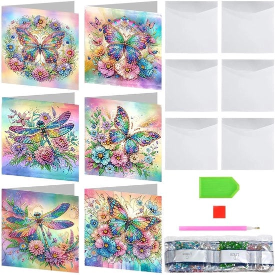 Sticker Diamant a Mano - Farfalle/Lepidotteri - 6 Pezzi - Carta PU - 15x15 Cm - Modelli Tridimensionali - Sticker per Attività Creativa