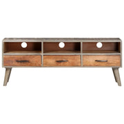 Mobile Porta TV Grigio 130x35x51 cm in Massello di Mango Grezzo 321805
