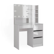 Vicco Tavolo da toeletta Bianco 90 cm con illuminazione a LED e ripiano a specchio