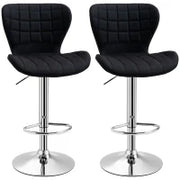 Set di 2 Sgabelli da Bar Design Contemporaneo Altezza d'Assise Regolabile 59-81 cm Girevoli 360° Lino Nero
