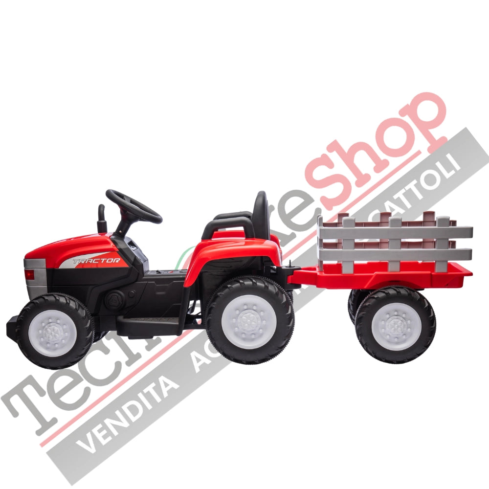 Tecnobike Shop - Trattore Elettrico Per Bambini  con Rimorchio 12V-Rosso