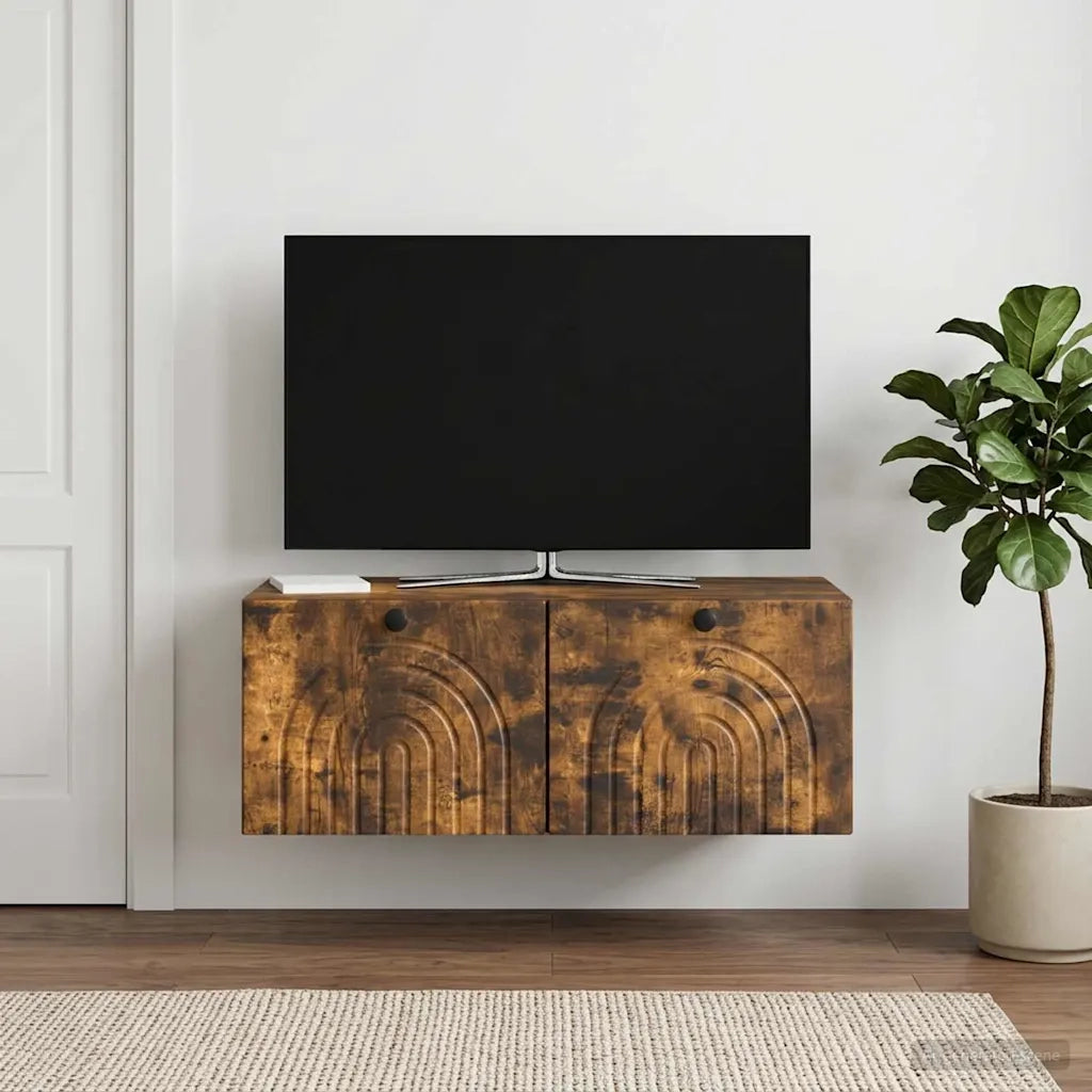 Mobile Porta TV da Muro Rovere Fumo 78,5 x 41 x 30 cm 898180