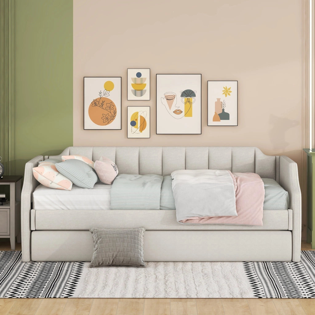 Letto giorno imbottito in cotone lino 90x200 cm