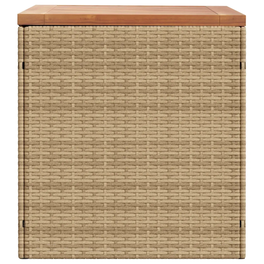 Contenitore da Giardino Beige 110x50x54 cm Polyrattan e Acacia CFW2992052