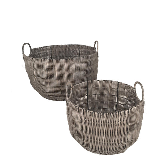 Set 2 Cesti in Materiale Rattan Willow con Manici H 30 cm