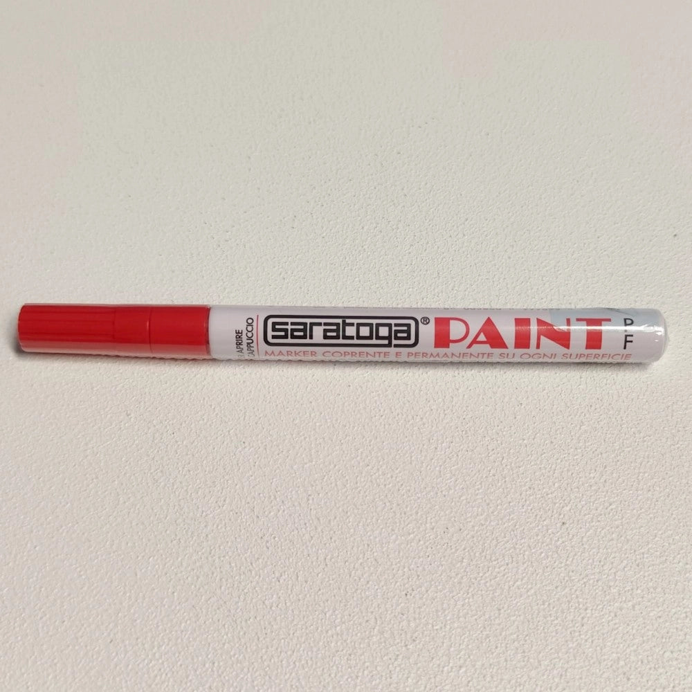 Paint pennarello colore rosso punta fine indelebile coprente permanente su ogni superficie