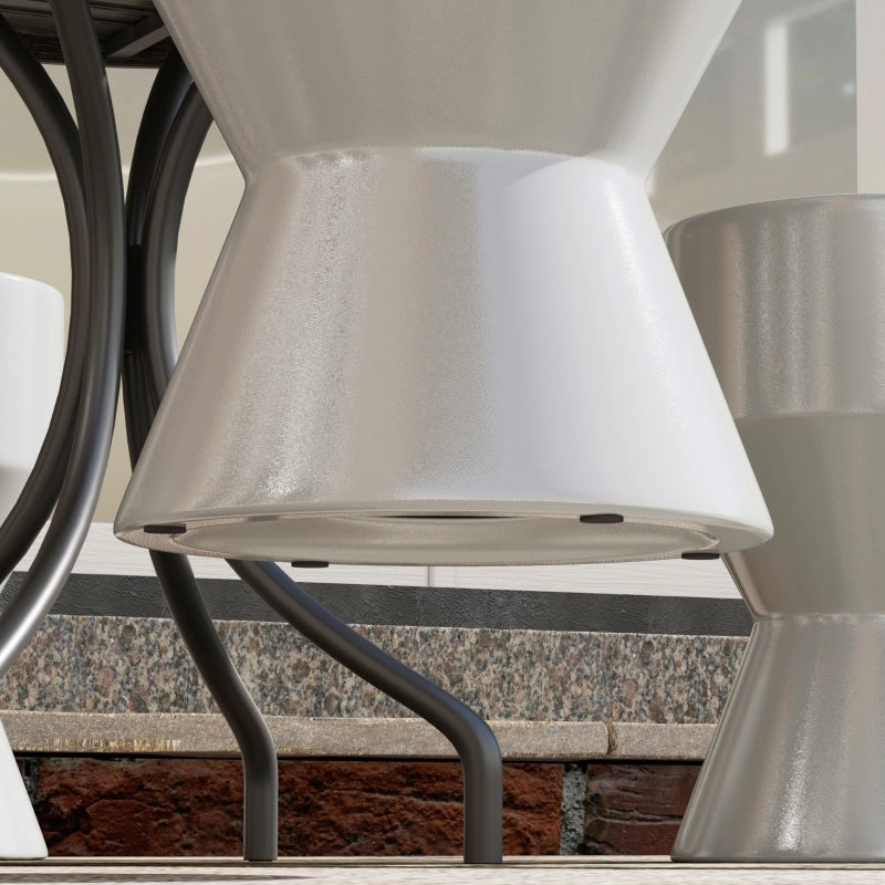 Sgabello in ceramica resistente alle intemperie a forma di clessidra per giardino e terrazzo grigio chiaro