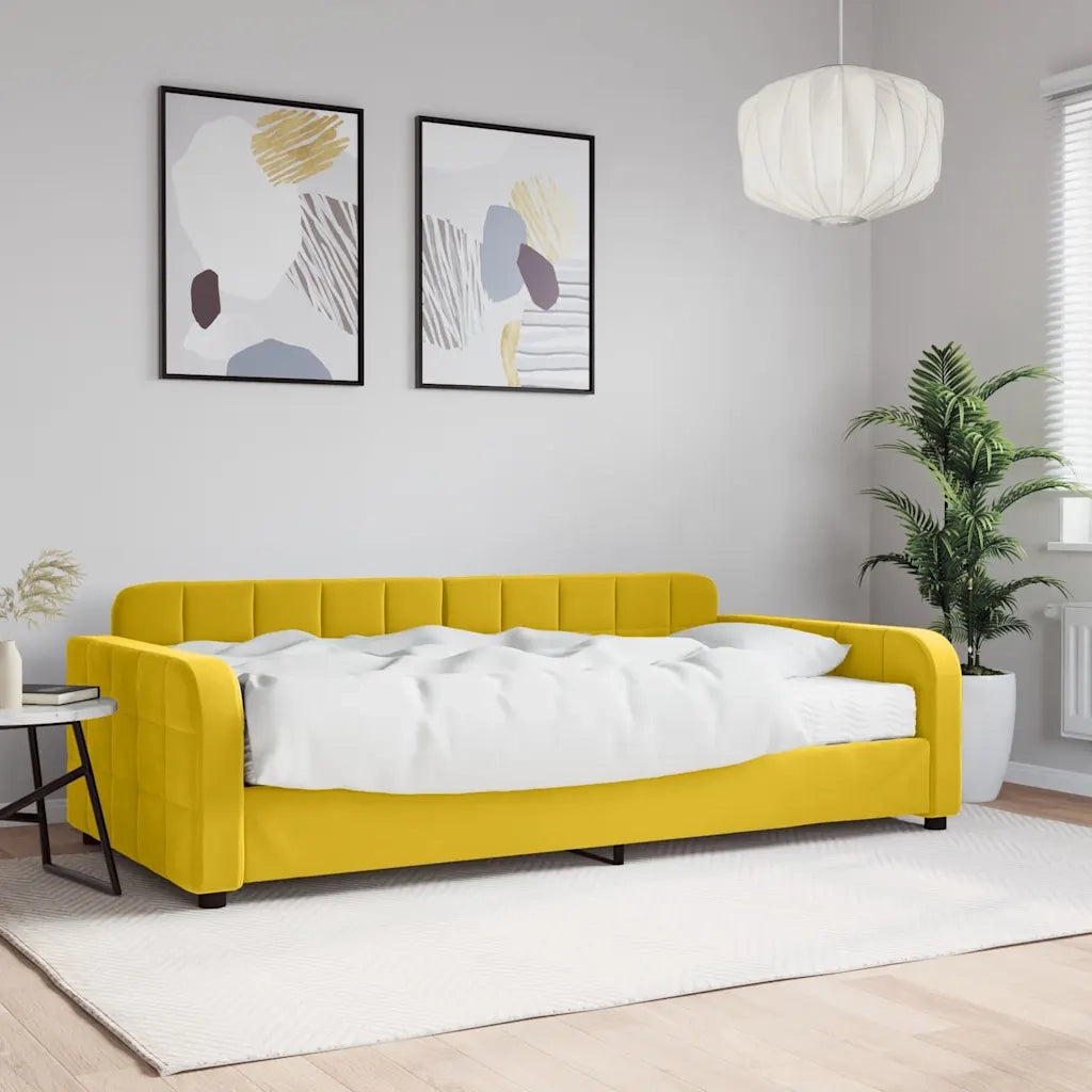 Divano letto | Sof¨¤ letto | Letto singolo con Materasso Giallo 100x200 cm in Velluto