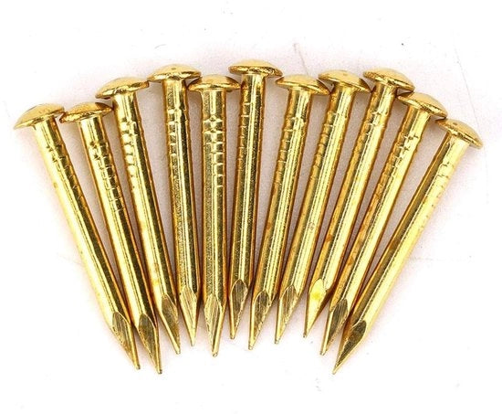 Nageli 100 pezzi - Testa rotonda - Oro - Hardware decorativa - Per legno/gesso - Materiale premium - Spilli