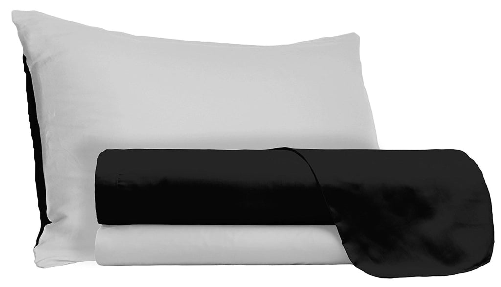Set Lenzuola Sopra Sotto e Federe Doubleface Nero/Grigio Chiaro Matrimoniale