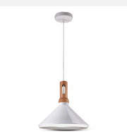 Lampadario a sospensione bianco in metallo con attacco E27, diametro 35 cm, altezza totale 130 cm, stile moderno, IP20