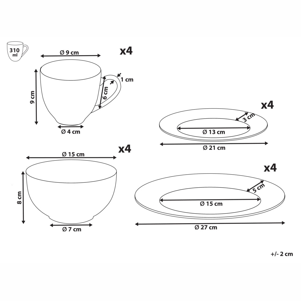 Set di 16 stoviglie di porcellana bianca fatti a mano con finitura lucida Servizio per 4 persone Design classico Cucina Sala da pranzo