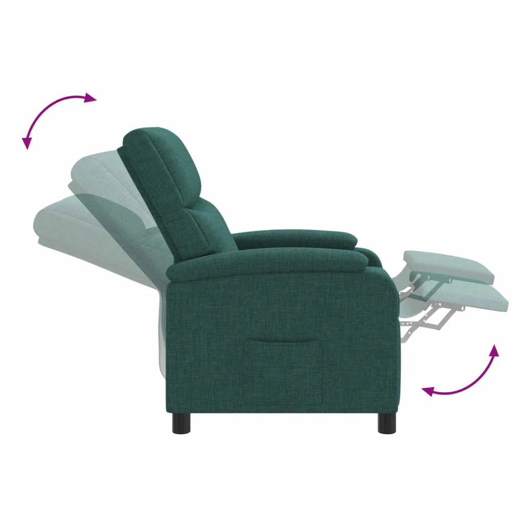Divano Sedia-Poltrona reclinabile Verde Scuro Tessuto 609968