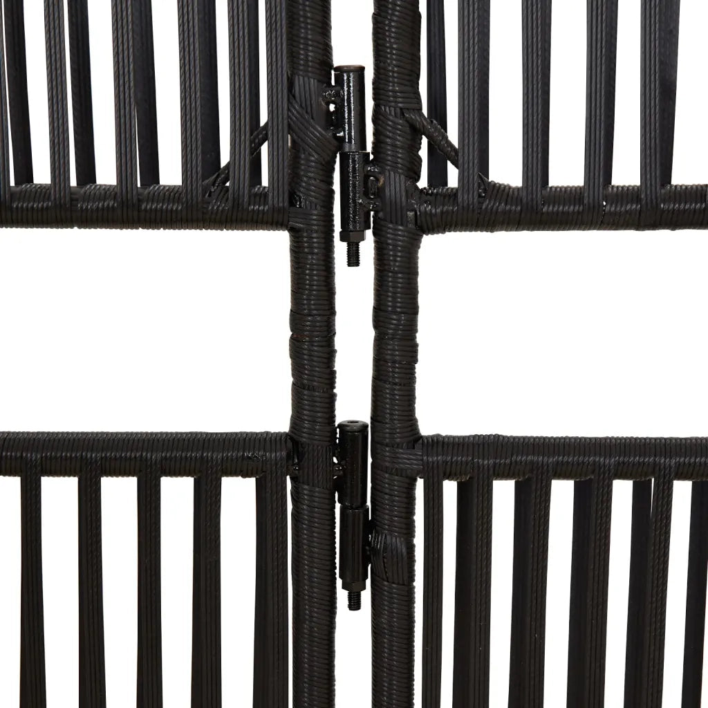 Divisorio per Ambienti | Divider per stanze | Paravento a 5 Pannelli Nero in Polyrattan