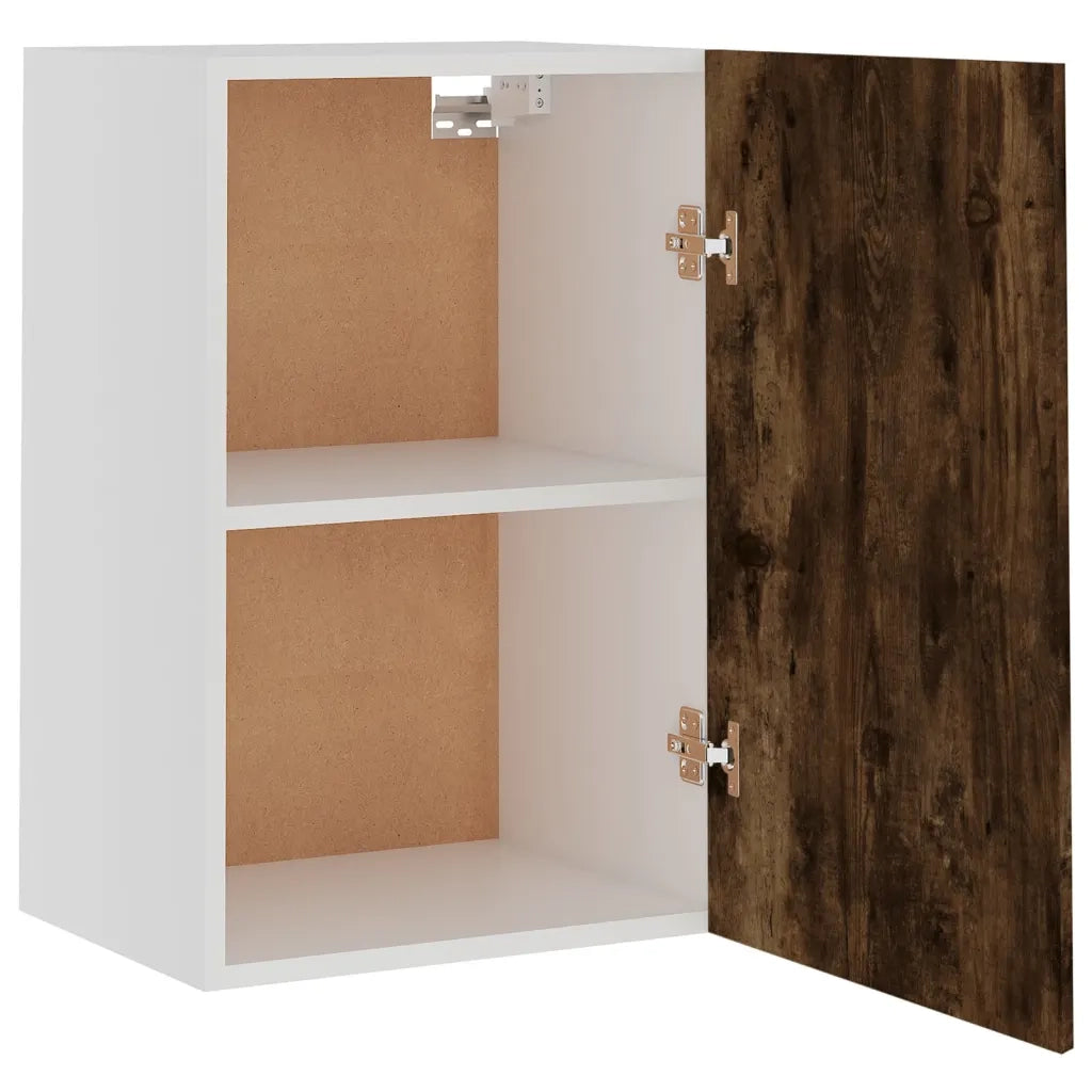 Pensile da cucina a parete in stile moderno con 2 ripiani 39,5 x 31 x 60 cm realizzato in legno composito di rovere affumicato 02_0048532