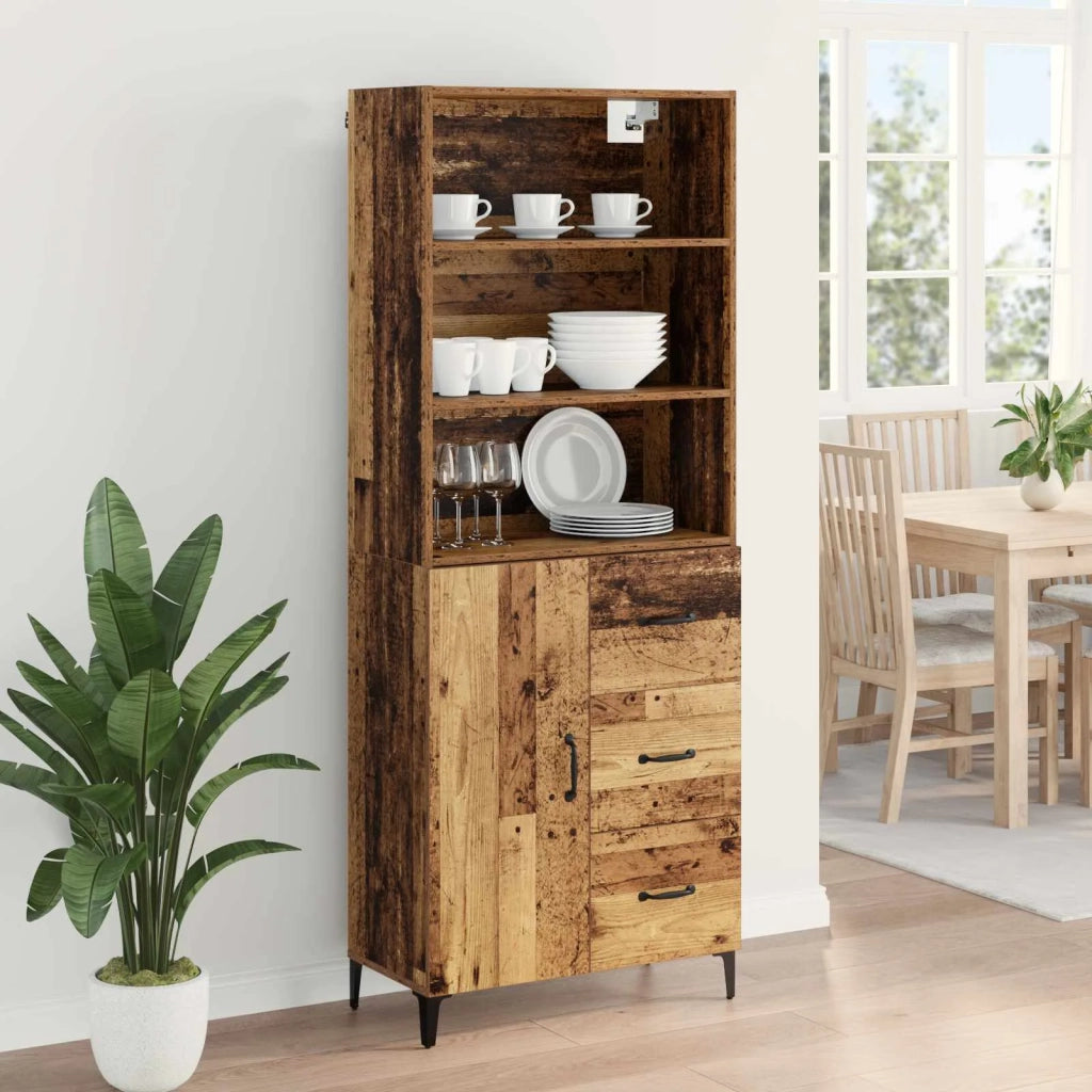 Credenza | Madia | Buffet da pranzo | Armadio da pranzo Legno vecchio 69,5 x 34 x 180 cm Legno multistrato