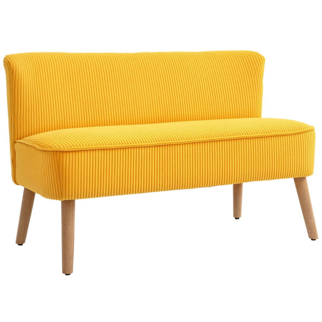 Divano 2 posti in tessuto giallo ¨C Xylo ¨C Struttura in legno massello 117x56,5x77 cm
