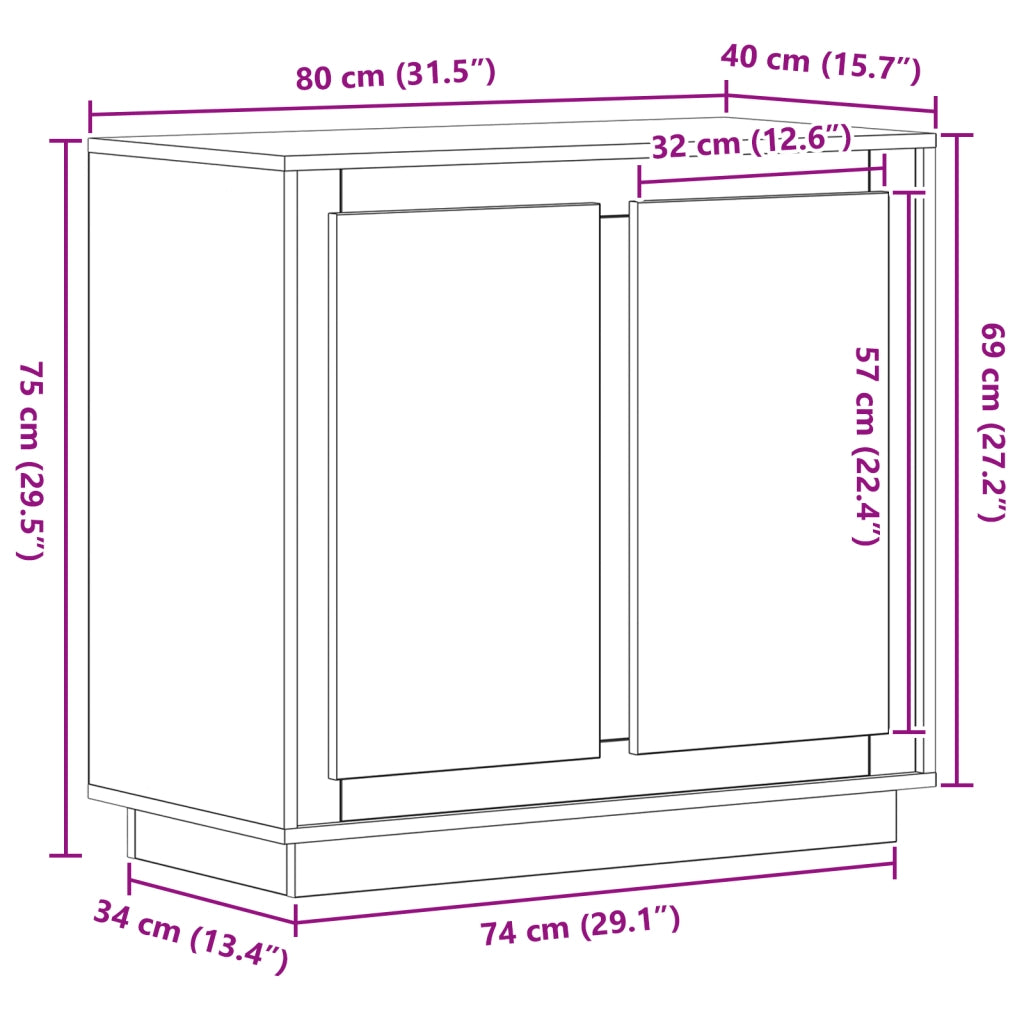 Buffet Legno Invecchiato 80x34x75 cm Legno Ingegnerizzato