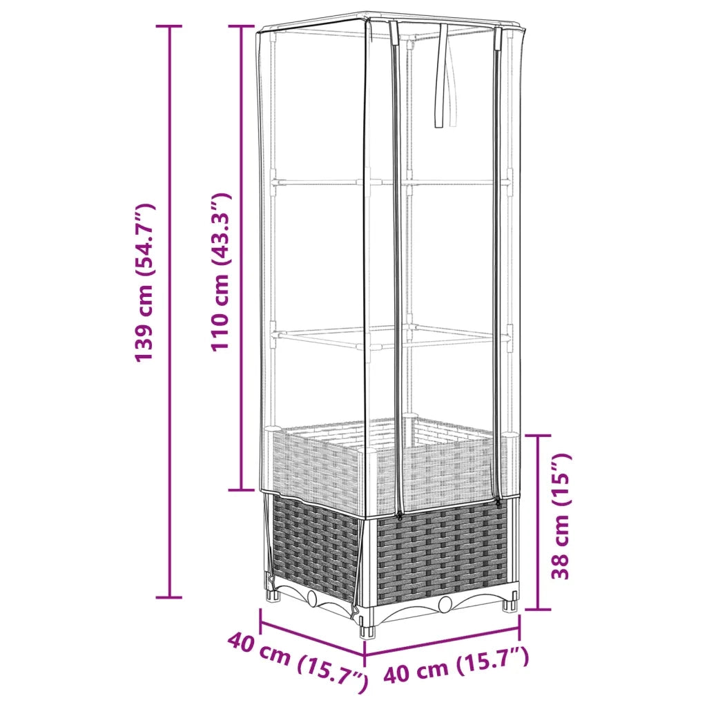 vidaXL Letto Rialzato con Copertura Serra Effetto Rattan 40x40x139 cm