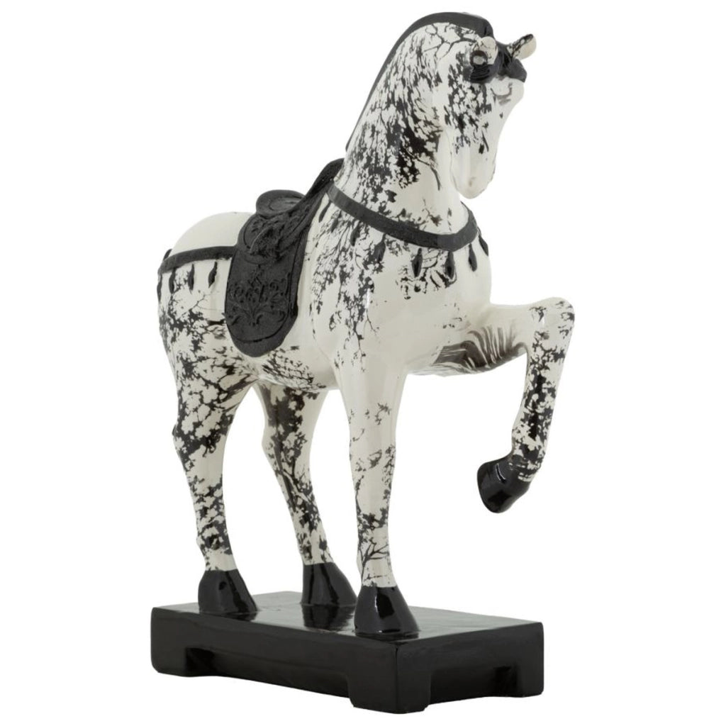 Scultura a forma di cavallo bicolore in poliresina L 31 × P 10,5 × H 34 cm