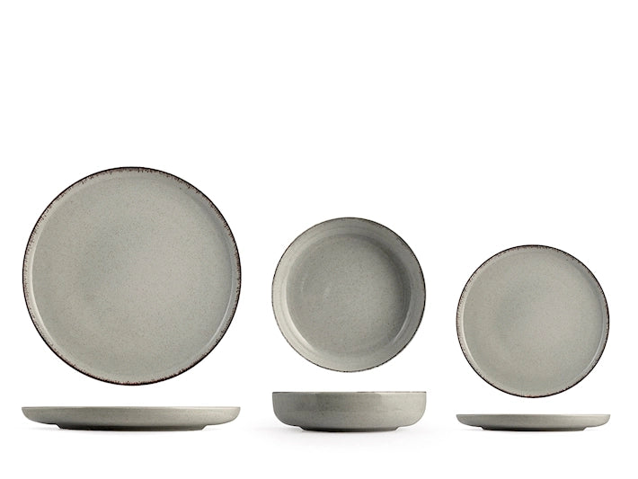 Servizio tavola 12 piatti pearl in porcellana colore grigio