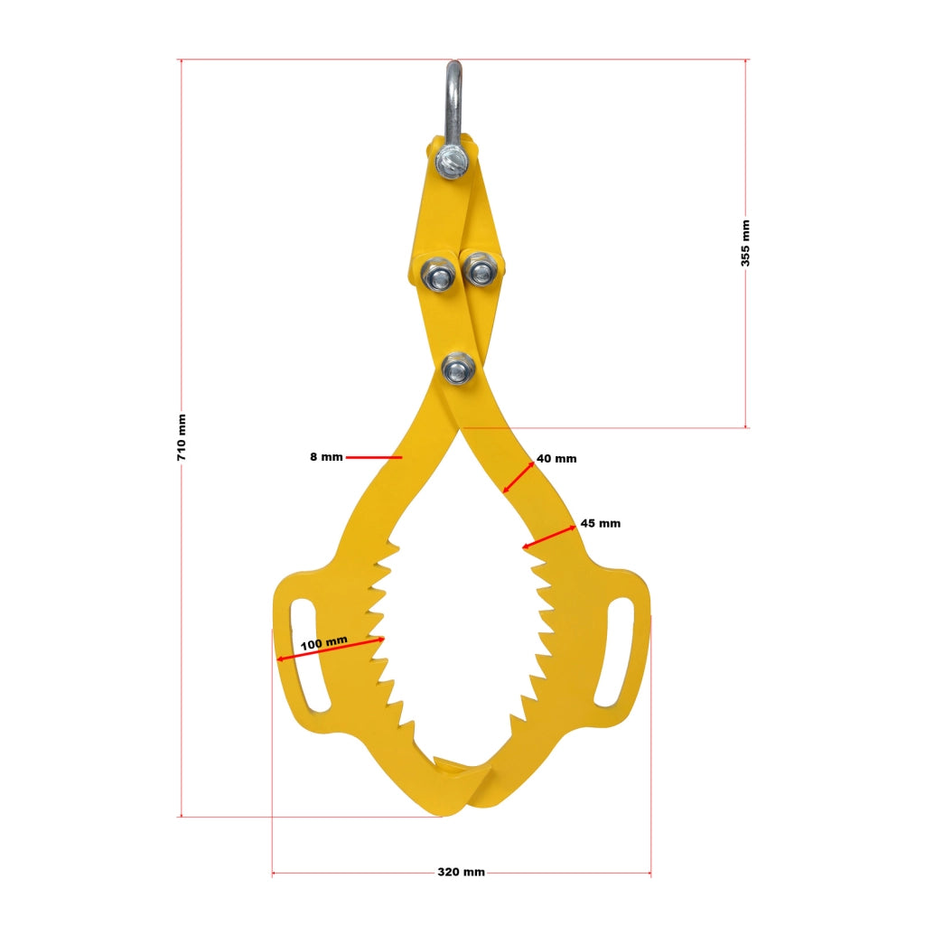 Pinza forestale per legna e tronchi fino a 520 mm 500 kg di forza di trazione 2 artigli