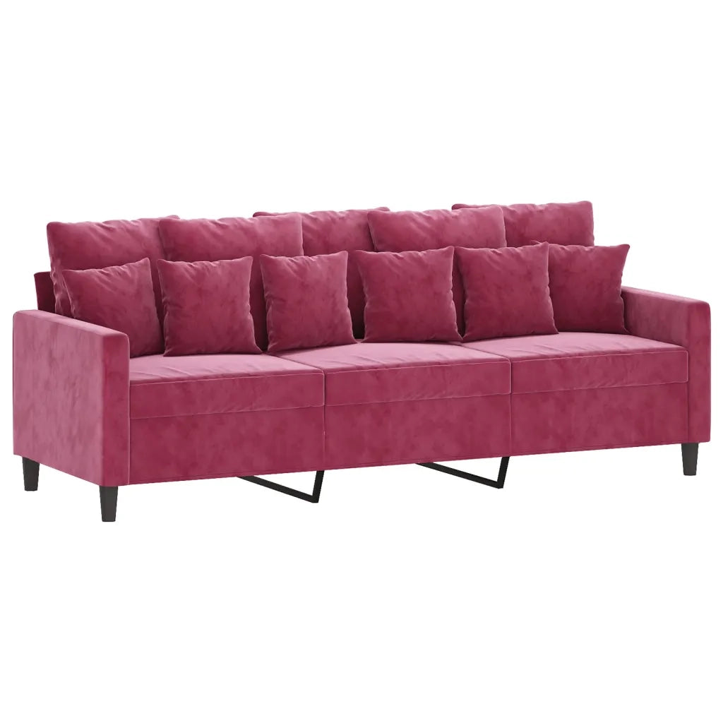 Set di Divani 4 pz con Cuscini Rosso Vino in Velluto 3201694