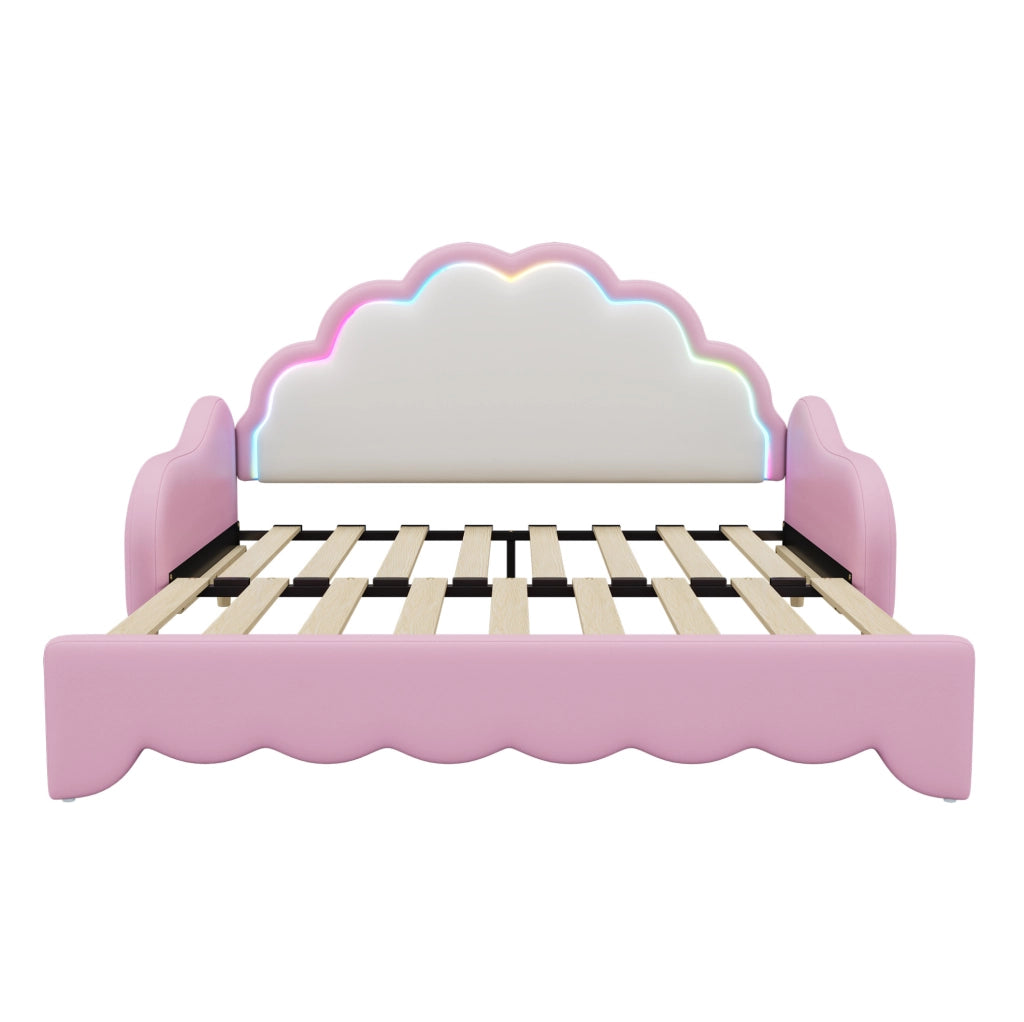 Letto sofa bed 140x200 cm con testiera LED; PU rosa