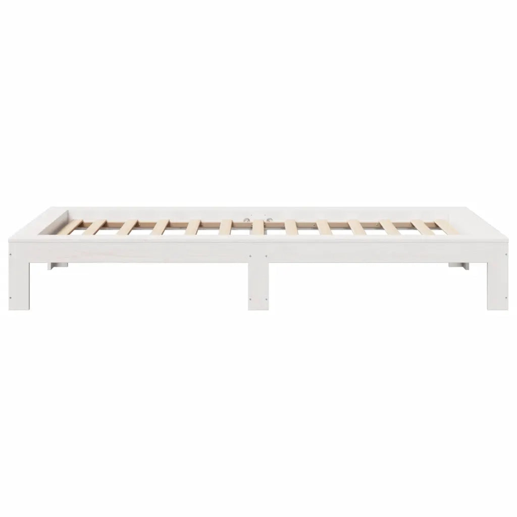 Letto senza Materasso-Struttura Letto Bianco 90x190 cm in Legno Massello Pino 305951