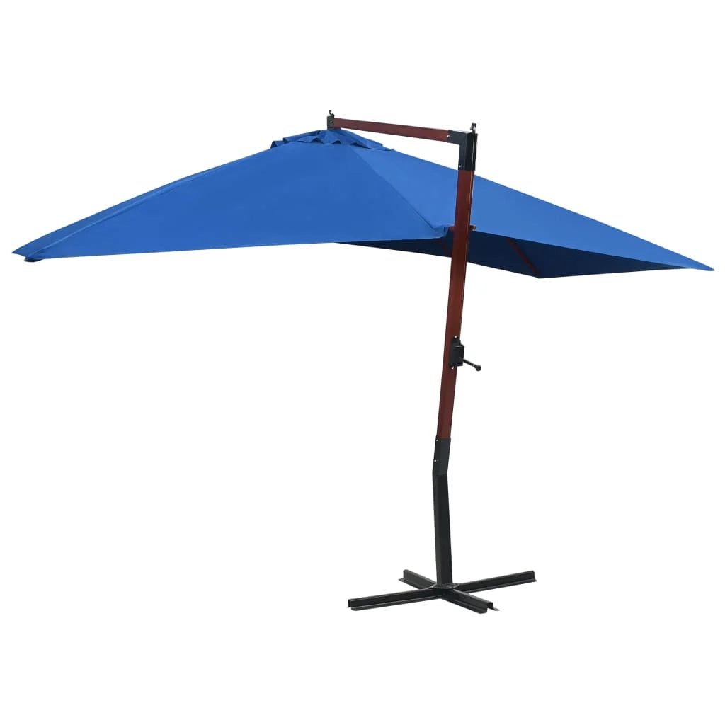 Ombrellone a sospensione con palo in legno 400 x 300 cm blu 02_0008713