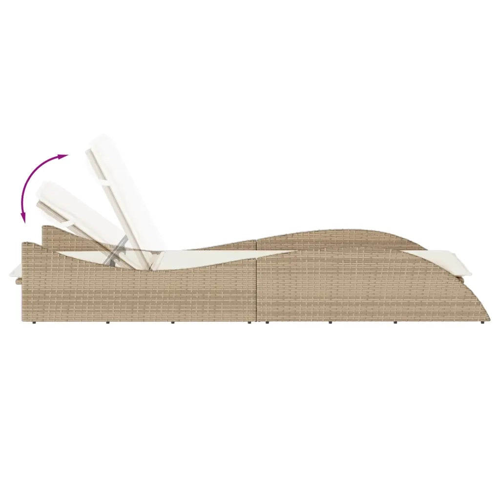 Lettino Prendisole con Cuscino Beige 60x205x73 cm in Polyrattan 368282