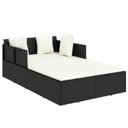 Lettino con Cuscini Nero 182x118x63 cm in Polyrattan CFW6708488