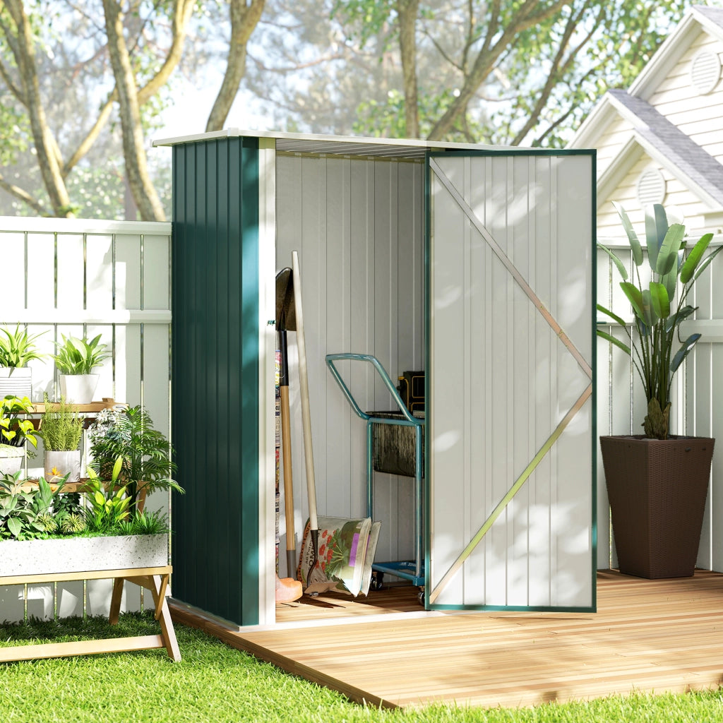 Capanno Attrezzi in Metallo ¨C zephmum ¨C Verde, 142x86x189 cm